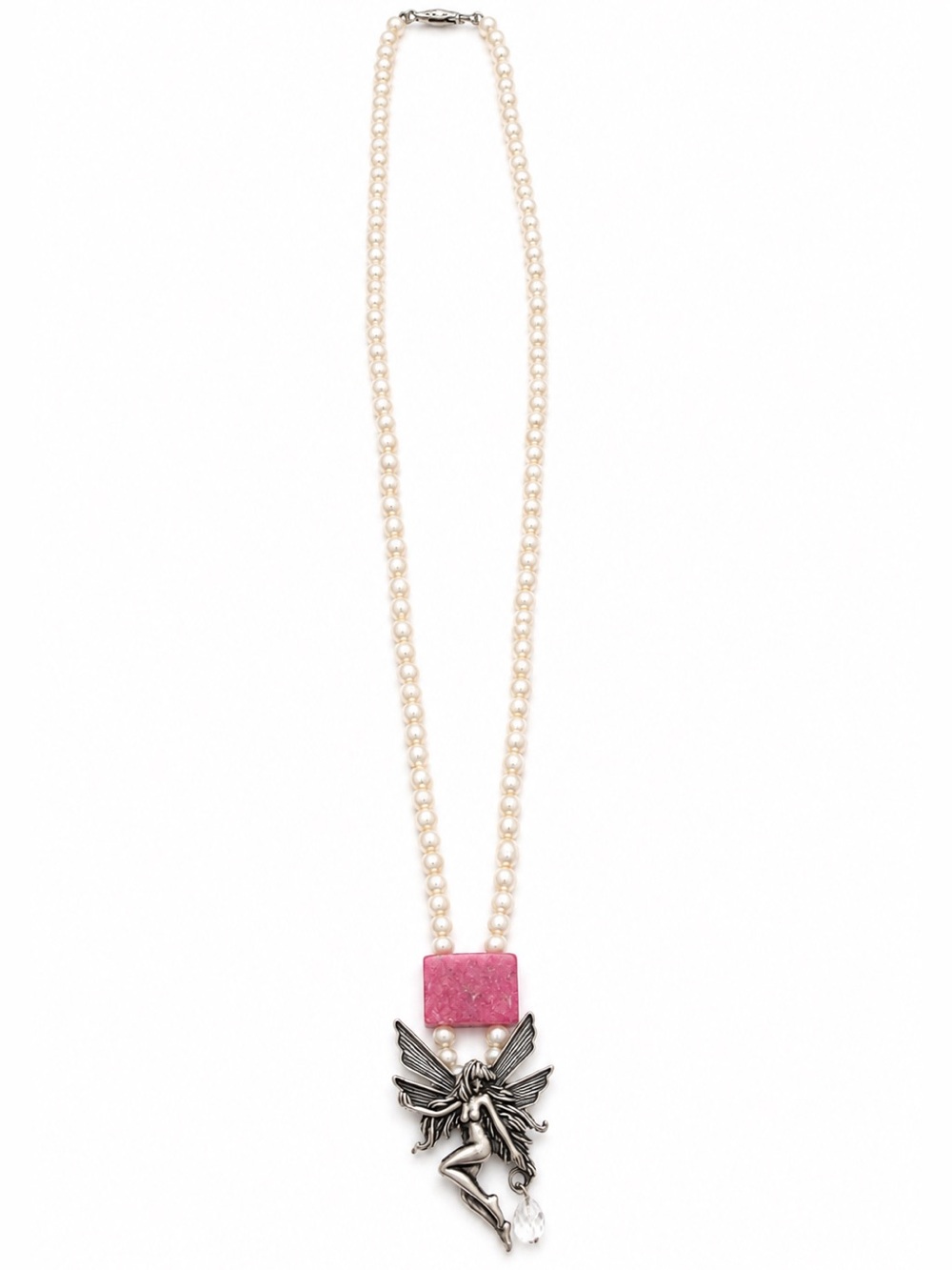 Fairycore Pearl Charm Necklace Y2K 90s Vintage Whimsical Pixie